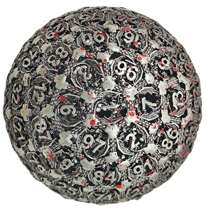 Metall D100 Würfel, 50 mm 100-seitiger Würfel Polyeder D & D Würfel Rollenspiel Metallwürfel Spielzubehör DandD Würfelset
