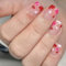 Heart French Fake Nails Short,Pink Heart False Nails,24pcs Glossy Pink Stick on Nails with Glue,Spring Lovely Acrylic Nails,Square Stick on Nails for Valentine's day Manicure Home DIY
