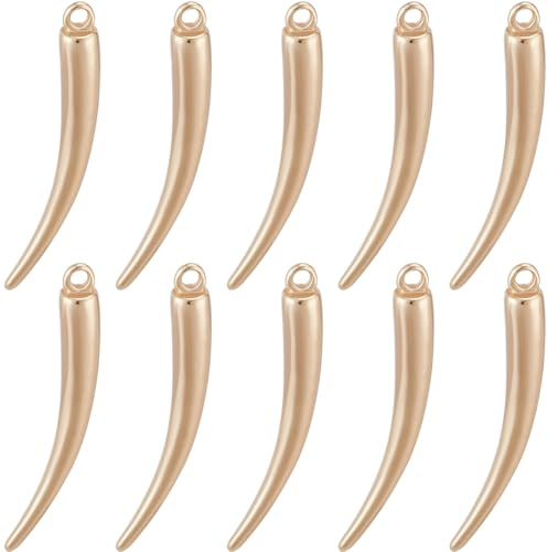 Beebeecraft 1Box 10 Stück Pfeffer Anhänger 18 Karat Vergoldetes Messing Italienischer Horn li Anhänger Mit Loch Für Armband Ohrringe Halskette DIY Basteln
