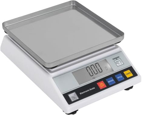 Bilancia digitale da 10 kg/0,1 g, con calibri, 13 unità, vassoi 18 x 18 cm, bilancia da laboratorio di precisione, per cucina, laboratori, magazzini
