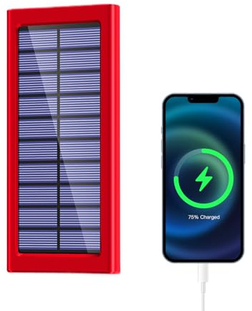 Phone Charger - 10000mAh Solar Powerbank, Externer Akku Pack | Outdoor USB Ladelösung für Camping, Wandern, Reisen, Notfall-Backup,