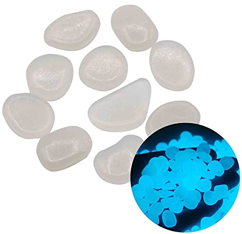 Lot de 300 galets phosphorescents pour décoration de jardin et pot de fleurs avec plateau (blanc, taille unique)