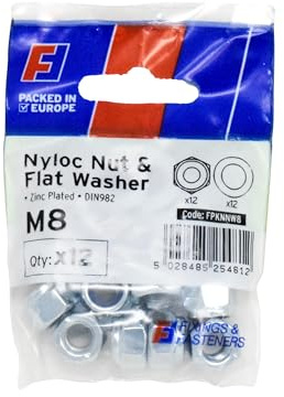 Forgefix Nyloc Dado e Rondella M8 ForgePack 12, zincato brillante per una maggiore resistenza alla corrosione