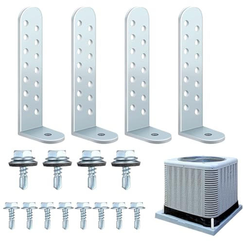 Kit Staffe per Condensatore - 4 Pezzi Montaggio Acciaio Resistente | Supporto per Condensatore per Industria Negozio Garage Esterno Casa Hotel Calcestruzzo | Utilizzo per Casa Hotel Edifici Esterni At