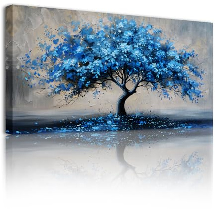 SERIMINO Modern Wandbilder Baum des Lebens Leinwand Bilder Groß 73x146 cm | Lebensbaum Wanddeko, Hd Druck, Massivholzrahmen, Feine Leinwand, Diverse Größen, Einfache Montage, Geschenk