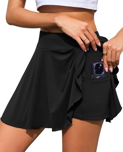 Lovasy Gonna da Tennis Donna con Pantaloncini e Tasche Gonna Sportiva Plissettata Gonne da Golf a Vita Alta Gonna Corta da Corsa per Allenamento Running e Casual