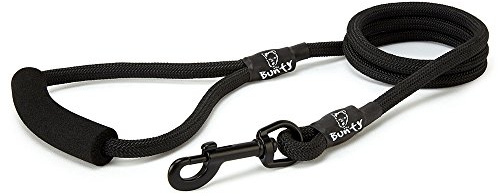 Bunty Nylon Rope Dog Lead with Clip - Extra-Strong Lead, Small, Medium & Large Dogs, Ergonomic Foam Grip - Dog Training Lead & Swivel Clip for Dog Collar - XL, Black 120cm