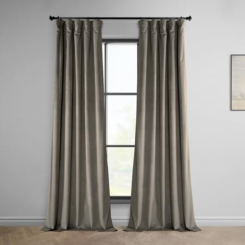 HPD Half Price Drapes VPYC-161209-108 Plush Velvet Curtain (1 Panel), 50 X 108, Gallery Taupe