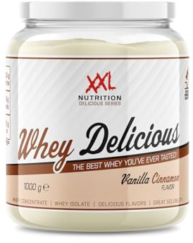 XXL Nutrition - Whey Delicious Protein Pulver - Leckerste Shake - Eiweiss Pulver, Whey Protein Isolat & Konzentrat - Hohe Qualität - 78,5% Proteingehalt - Vanille Zimt - 1000 Gramm