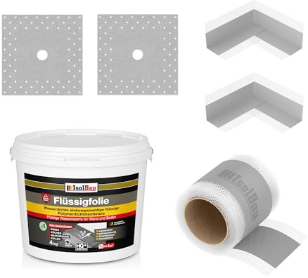Isolbau Dicht-Set - Inkl. 1x Flüssigfolie (4 kg), 1x Dichtband (5 m), 2x Innenecken & 2x Manschetten
