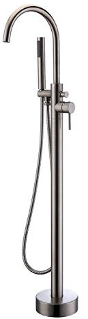 Artiqua Freistehende Wannenfüllarmatur für Badewanne, Einhebel, Bodenmontage, mit Handbrause gebürsteter nickel