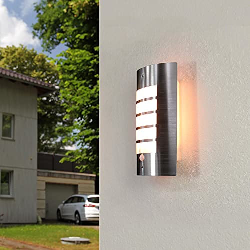 Licht-Erlebnisse Außenleuchte mit Bewegungsmelder Edelstahl in Silber IP44 Balkon Garten B:23 cm E27 blendarm Moderne Wandlampe Outdoor LYNMARK
