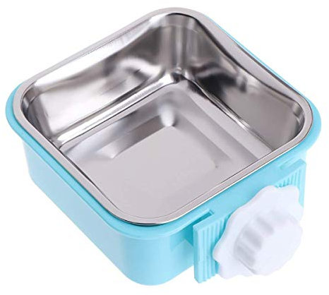 ToBe-U Cat Crate Bowl, Stainless Steel Removable Cage Hanging Bowls with Bolt Holder for Dog Puppy