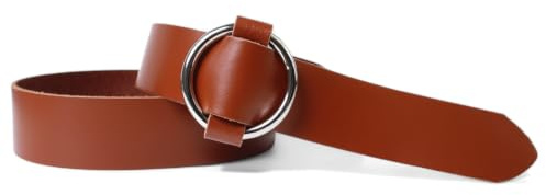 FRONHOFER Damengürtel Leder 4,2 cm, Ringschnalle, stufenlos | Bundweite 85-125 cm, massiver O-Ring in Silber, keine Löcher, Weite stufenlos einstellbar