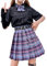 Faltenrock Hip Lift Hohe Taille JK Sexy Plaid Rock A Linie Rock für Casual Röcke für Frauen Mädchen, 66, 48
