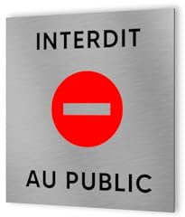 DECOHO - Pictogramme format 20 cm x 20 cm en Dibond Aluminium brossé - Modèle Interdit au public - Argent