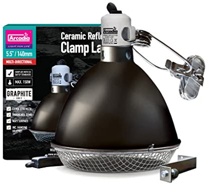Arcadia Graphite Ceramic Reflector Clamp Lamp with Ceramic Holder, Large 200mm / 8
