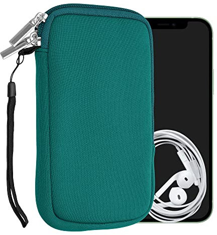 kwmobile Estuche de Neopreno Universal para Smartphone - Funda Protectora con Cremallera para L - 6,5 petróleo