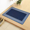 Door Mats Inside Non Slip Super Absorbent Heavy Duty Washable Bath Mat - Jute Back Floor Mats for Kitchen Office Chair Front Doormat Indoor | 40 X 60 cm - Greekey Blue & Cream