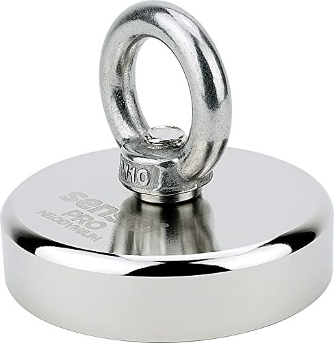 SENSEI® Extra Starker Magnet – 250 kg Zugkraft, Großer Neodym-Magnet – Ø 75 mm, Ösenmagnet mit Griff für Sicheren Halt und Magnetfischen