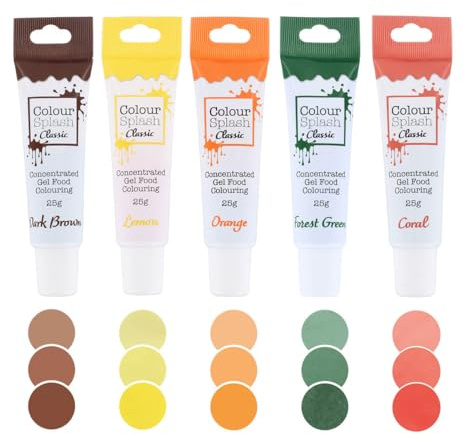 Colour Splash Food Colouring Gels, Naturals 5 Pack, Highly Concentrated Gels, Easy to Use Squeezy Tubes, Transform Plain Cakes Into Bright, Eye-Catching Creations - Multipack