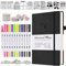 Bullet Dotted Journal Kit, 140 gm² Hardcover A5 gepunktetes Tagebuch mit 188 nummerierten Seiten und 3 Index, 12 Pinselstifte, Doppelspitze, 10 Schablonen und 14 WashiKlebeband für Frauen, Männer,