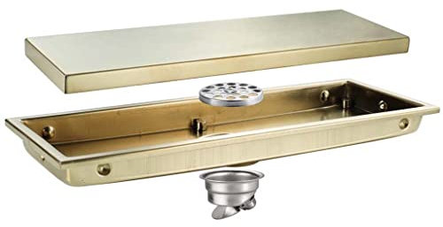 TJH 110 * 300mm Brossé Bande Dorée Siphon De Sol Déodorant Salle De Bains Grand Déplacement Déodorant Core Siphon De Sol Convient Aux Hôtels, Salles De Bains, Garages Et sous-Sols