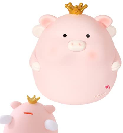 Schweine Sparschwein, Münzbank Weichplastik, Niedliches Sparschwein, Sparbüchse Münzbank, Spardosen für Kinder, Jungen und Mädchen, Geburtstagsgeschenk, Großtiermodell Dekor (Beige)