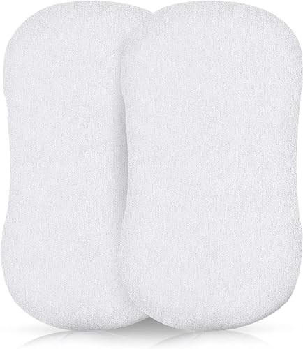 EOBIZ 2 pack 100% Cotton Terry Towel Waterproof Fitted Moses Basket Mattress Protectors Topper Cover Super Absorbent Stain Proof Non-Allergenic & Non-Noisy (Moses Basket (35 x 75cm)
