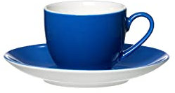Ritzenhoff & Breker Doppio Espressotasse mit Untertasse, 80 ml, Indigo Blau, Porzellan, Buntes Mix-und-Match-Geschirr
