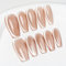 Sun&Beam Nails Handgefertigte Kunstnägel Mittel Lang Sargform Ballerina Nägel zum Aufkleben in Beige Magnetisches Einfarbig Glänzend Design mit Klebepads 10 Stück (#086 S)