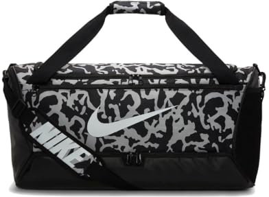 Nike Unisex Trainingstasche Nk Brsla M Duff - 9.5 Cat AOP, Black/Lt Smoke Grey/White, FB2827-010, MISC