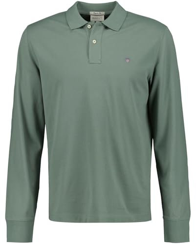 GANT Men's Reg Shield LS Pique Polo Shirt, Pastel Green, L