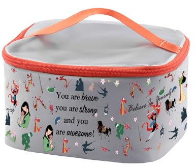 PXTIDY Mulan inspirierte Kosmetiktasche, Mulan-Fans, Geschenk, Cartoon-Film, Merchandise-Artikel, Märchen, Prinzessin, Make-up-Organizer, grau, Einheitsgröße, Kosmetiktasche