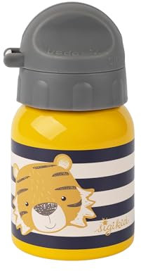 Sigikid 25376 Edelstahl Trinkflasche Tiger 250ml empfohlen für Kinder ab 1 Jahr, robust, auslaufsicher, bruchfest