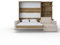 Schrankbett vertikal Invento LED 160V (160x200) mit Ecksofa und Regal (Eiche Country/Weiß matt + beiges Sofa + Regal)