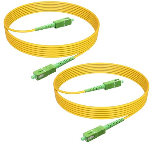 YACSEJAO 2PCS Cavo patch in fibra ottica da SC/APC a SC/APC OS2 Simplex 9/125um cavo patch ottico monomodale per reti residenziali in fibra, 2M/6.5FT