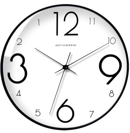 LOVIVER Rückwärts Uhr Wanduhr Gegen Den Uhrzeigersinn, Wandkunst Dekoration, 30,5 cm, Dekorative Wanduhr für Zuhause, Büro, Küche, Wohnzimmer, Stil F