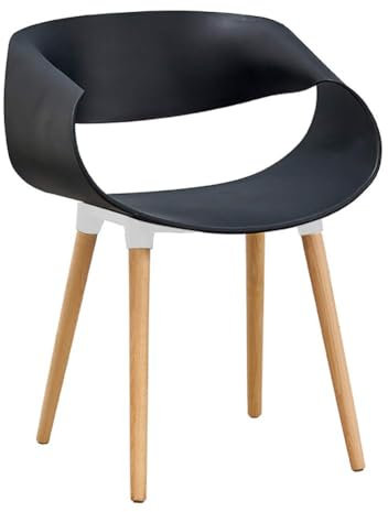 JUUBND Moderner, minimalistischer Esszimmerstuhl, ergonomisches Design ohne Sessel, Beine aus Massivholz und PVC-Oberflächen, geeignet für Büro/Flur/Wohnzimmer/Konferenzraum,Black