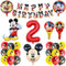 Awonlate Cartoon Maus Kindergeburtstag Ballons, 24 Stück Geburtstag Deko 2 Jahre, Folienballon Set mit Happy Birthday Banner für Kindergeburtstag Deko 2. Geburtstag