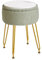 IBUYKE Teddy Samt Lagerung Fußstütze Hocker Ottoman, Make-up Eitelkeits Hocker Beistelltisch mit Abnehmbarer Abdeckung, goldene Stahlbeine, Couchtisch Top Cover, Hellgrün WBD010D