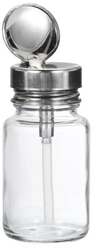 PATIKIL 100ML Alcohol Dispenser Bottle, 2 Pcs Round Stainless Steel Flip Cover Pump Dispenser Bottle with Plastic Pipe for Nail Polish Makeup Remover