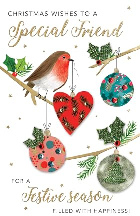 Embellished Special Friend Champagne Hand-Finished Christmas Greeting Card XCDC451
