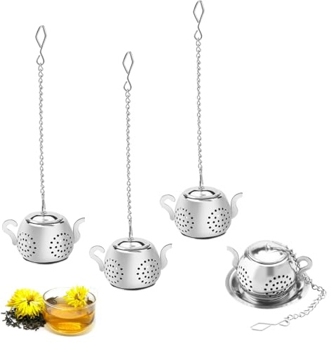 Pack of 2 Tea Strainer for Loose Tea, Tea Filter, Stainless Steel Tea Strainer, Large Tea Strainer with Chain, Tea Infuser, Tea Filter for Loosening Tea, Fine Mesh Made of 304 Stainless Steel, Ideal