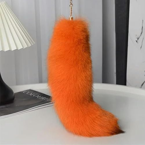 LOUKEKE 1 Stück Pelzschwanz-Schlüsselanhänger, pelziger Schwanz-Schlüsselanhänger, Pelz-Schlüsselring, Zubehör, Länge 40 cm, Auto-Schlüsselanhänger