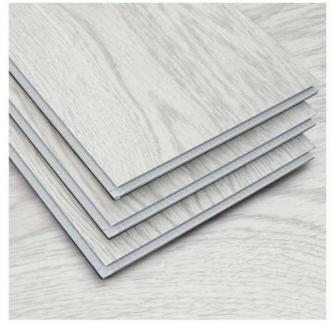 INMOZATA 20 PCS Luxury SPC Vinyl Flooring Interlocking Floor Tiles with Built-in 2mm Thick Soundproofing Foam Natural Wood Grain Click Flooring Planks 91.5 X15.2X0.4CM(White Grey)