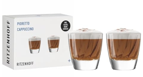 RITZENHOFF Cappuccinoglas-Set 2er - 200 ml - Made in Germany | Artikelnr. 3992003, 2 Cappuccinogläser 200 ml, Kristallglas, spülmaschinenfest