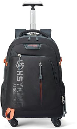 HSYKING 20 Inches Water-resistant Rolling Laptop Backpack Wheeled Backpack for Adult, Business People and Travel Commuter Carry-on Luggage with Spinner Wheels Travel Luggage, Black, 20 inches, Casual