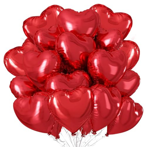 30 Stück 18 Zoll Herzballons,Herz Folienballon,Herz Helium Luftballons,Herzform Folienluftballon,Herzluftballons Geeignet für Verlobung Heiratsantrag Deko Folienballon Hochzeit Geburtstagsdeko