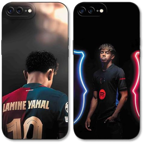 Yimctoie 2 Stück Cool Fußball Handyhülle für iPhone 7 Plus/8 Plus Hülle 5,5,Mode FC Cartoon Spieler Muster Case für Fans,TPU Silikon Stoßfest Anti-Kratz Schutzhülle,Pattern